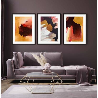Abstract Sunburst - Print Set Of 3 53 x 73 cm Black Frame