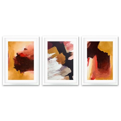 Abstract Sunburst - Print Set Of 3 53 x 73 cm Black Frame