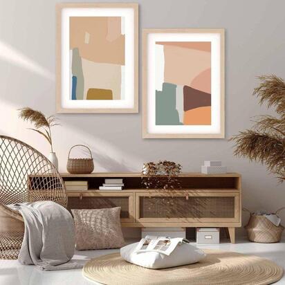 Modern Shapes - Print Set Of 2 43 x 53 cm White Frame