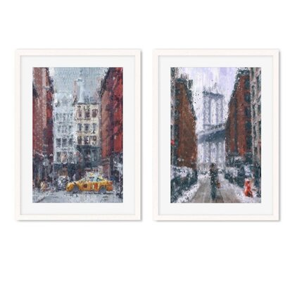 New York City Impressionist - Print Set Of 2 53 x 73 cm Black Frame