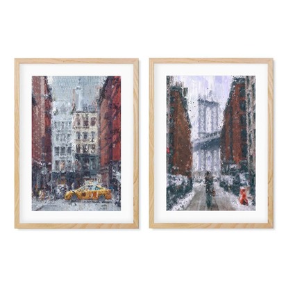 New York City Impressionist - Print Set Of 2 53 x 73 cm Black Frame