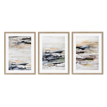 Abstract Dawn - Print Set Of 3 53 x 73 cm Oak Frame