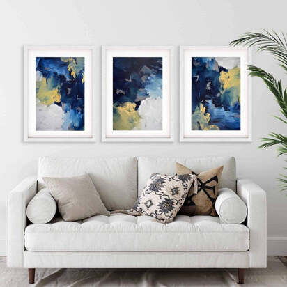 Blended Abstract Landscape - Print Set Of 3 53 x 73 cm Black Frame