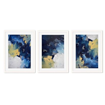 Blended Abstract Landscape - Print Set Of 3 53 x 73 cm Black Frame