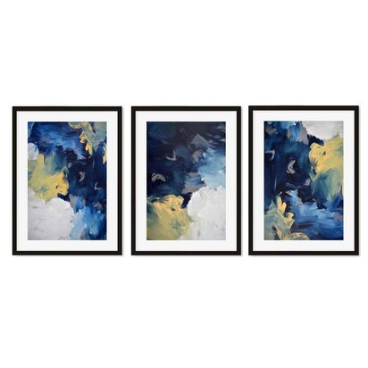 Blended Abstract Landscape - Print Set Of 3 53 x 73 cm Black Frame