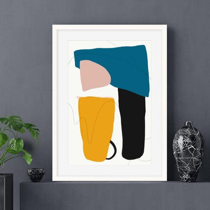 Mid Century Modern Framed Art 43 x 53 cm Black Frame