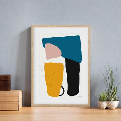 Mid Century Modern Framed Art 43 x 53 cm Black Frame