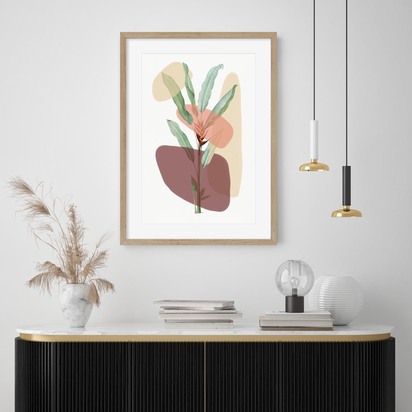 Botanical Illustration With Shapes Framed Art 33 x 43 cm Black Frame