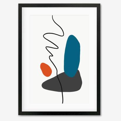 Modern Shapes With Line Framed Art 73 x 103 cm Black Frame