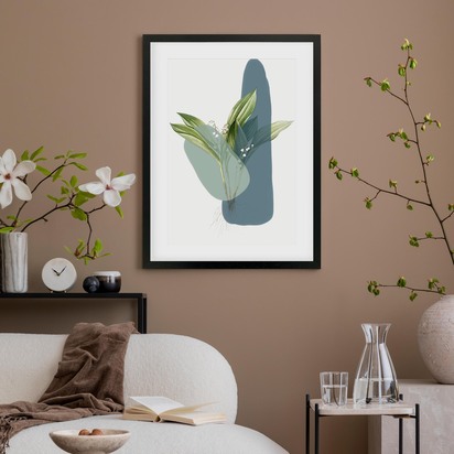 Modern Botanical Abstract Framed Art 33 x 43 cm Oak Frame