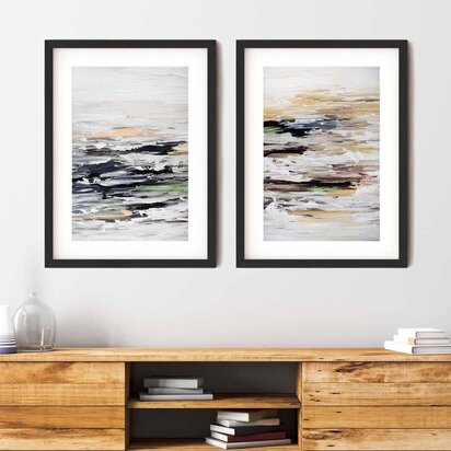 Coastal Abstract - Print Set Of 2 53 x 73 cm Black Frame