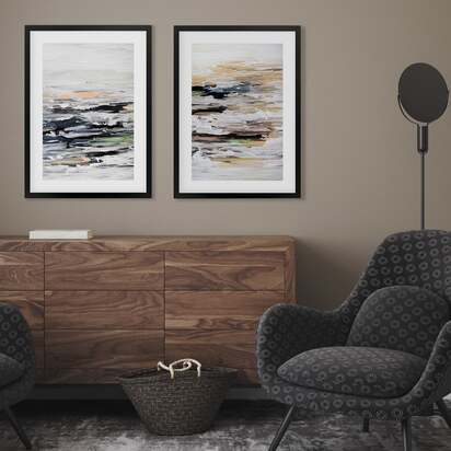 Coastal Abstract - Print Set Of 2 53 x 73 cm Black Frame