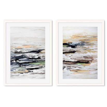Coastal Abstract - Print Set Of 2 53 x 73 cm Oak Frame