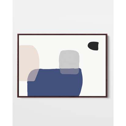 Modern Blue shapes Framed Canvas 53 x 73 cm Black