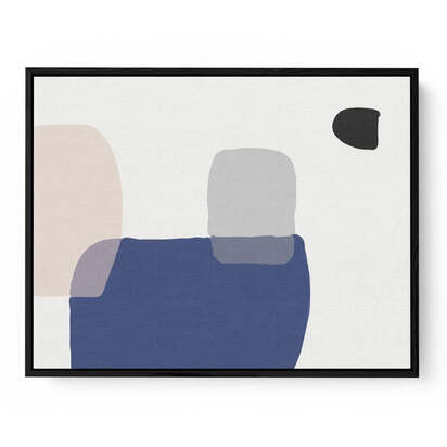 Modern Blue shapes Framed Canvas 53 x 73 cm Black