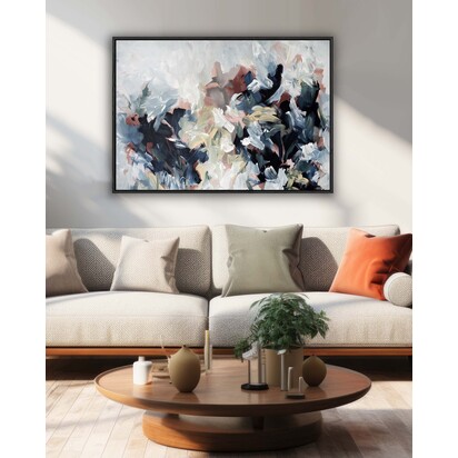 Abstract 449 Framed Canvas 73 x 103 cm Black