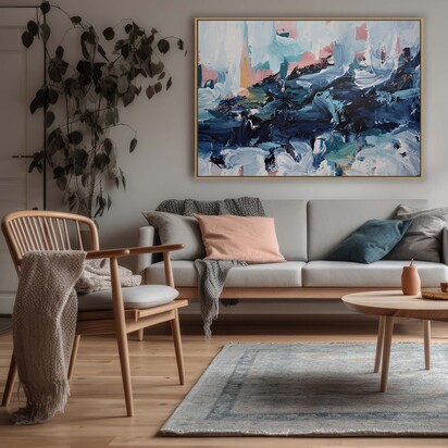 Abstract 442 Framed Canvas 73 x 103 cm Black