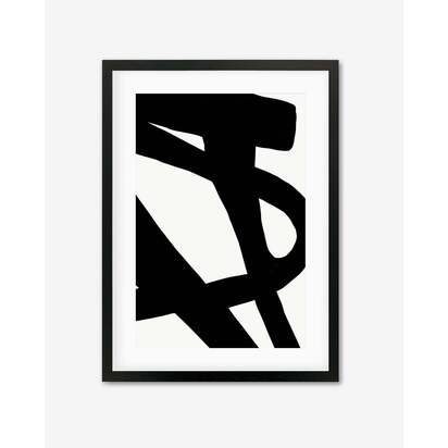 Black Line Art Abstract Framed Art 33 x 43 cm Black Frame
