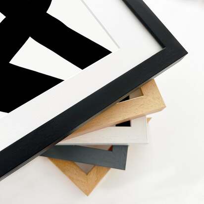 Black Line Art Abstract Framed Art 33 x 43 cm Black Frame