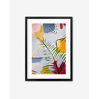 Botanical Abstract Leaf Framed Art 53 x 73 cm Black Frame