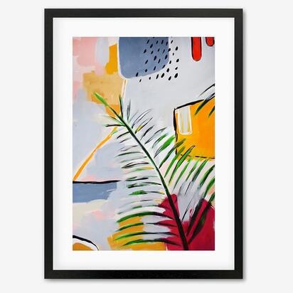 Botanical Abstract Leaf Framed Art 53 x 73 cm Black Frame