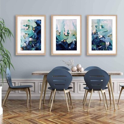 Abstract Landscape - Print Set Of 3 43 x 53 cm Black Frame