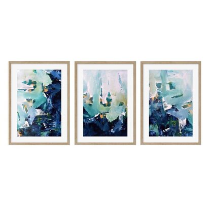 Abstract Landscape - Print Set Of 3 43 x 53 cm Black Frame