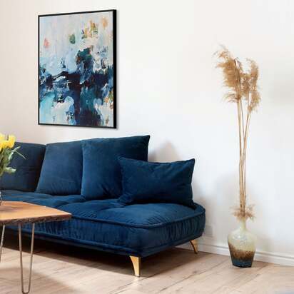 Abstract 384 Framed Canvas 53 x 73 cm Black