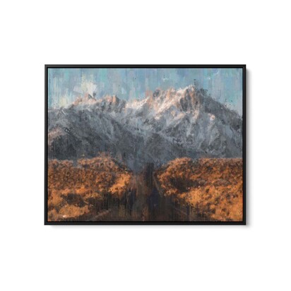Rocky Mountains Fine Art Painting Framed Canvas 73 x 103 cm Black