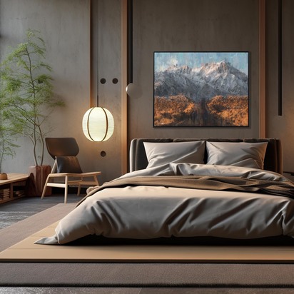 Rocky Mountains Fine Art Painting Framed Canvas 73 x 103 cm Black