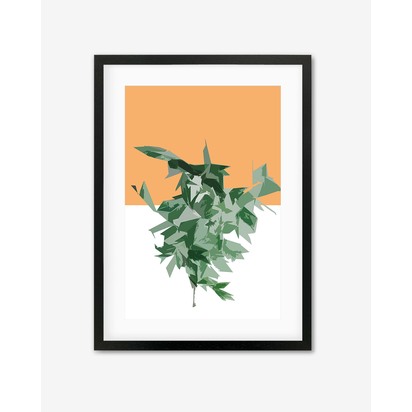 Green White Orange Framed Art 33 x 43 cm Oak Frame