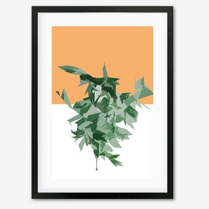Green White Orange Framed Art 33 x 43 cm Oak Frame