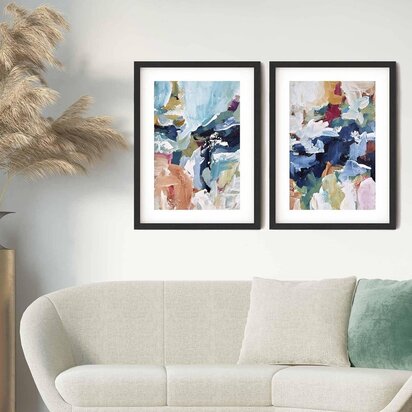 Colourful Reef - Print Set Of 2 53 x 73 cm Black Frame
