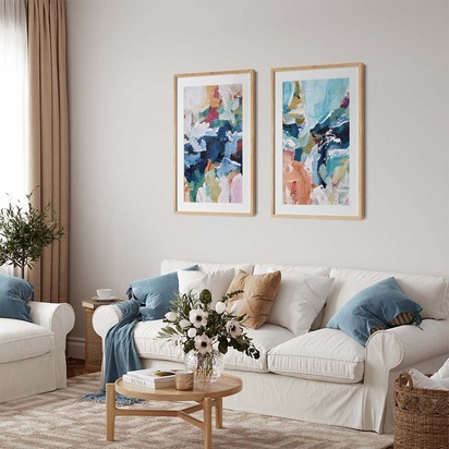 Colourful Reef - Print Set Of 2 53 x 73 cm Black Frame