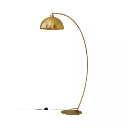 MADE Shell Shade Rattan Wrap Floor Lamp, Antique Brass Metallics | H110 x W40 x D29cm