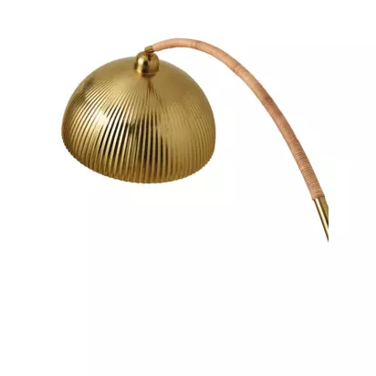 MADE Shell Shade Rattan Wrap Floor Lamp, Antique Brass Metallics | H110 x W40 x D29cm