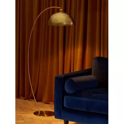 MADE Shell Shade Rattan Wrap Floor Lamp, Antique Brass Metallics | H110 x W40 x D29cm