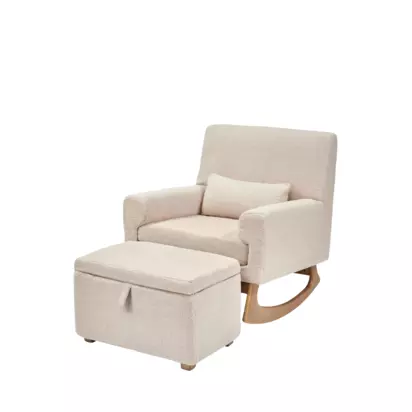 Gaia Baby Serena Bouclé Collection Rocking Chair Biscuit Boucle/Oak | H90 x W80 x D79cm