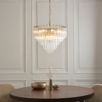 Tunbridge 12 Pendant Light Clear Ribbed Glass