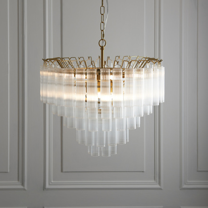 Tunbridge 12 Pendant Light Clear Ribbed Glass
