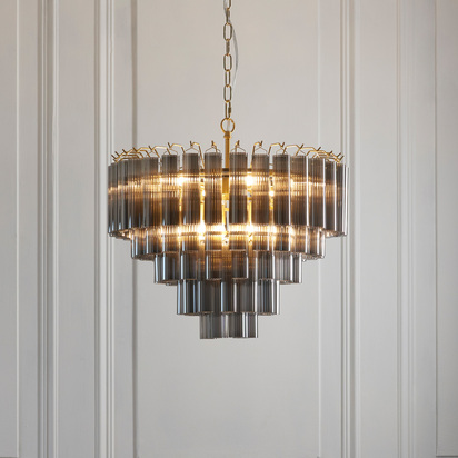 Tunbridge 12 Pendant Light Smokey Grey Lustre glass