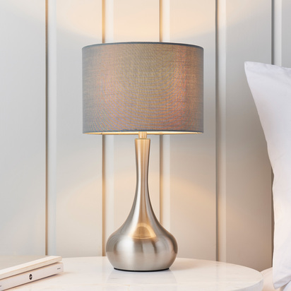 Piccadilly Table Lamp Nickel & Dark Grey