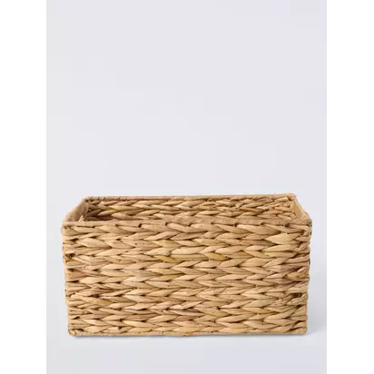 John Lewis Bulrush Storage Basket, Natural, Small Bulrush | H15 x W15 x D30cm