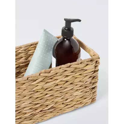 John Lewis Bulrush Storage Basket, Natural, Small Bulrush | H15 x W15 x D30cm