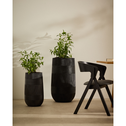 Set of 2 Tival black cement-effect planters Ã˜ 45 cm / Ã˜ 32 cm