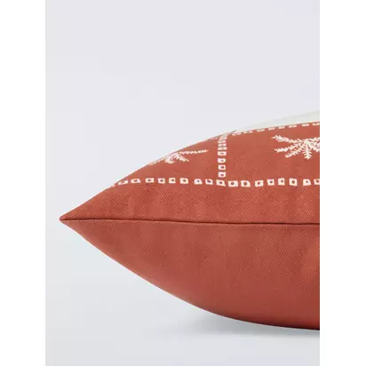 John Lewis Palm Border Indoor/Outdoor Cushion, Cayenne Ceyenne | 50 x 50cm
