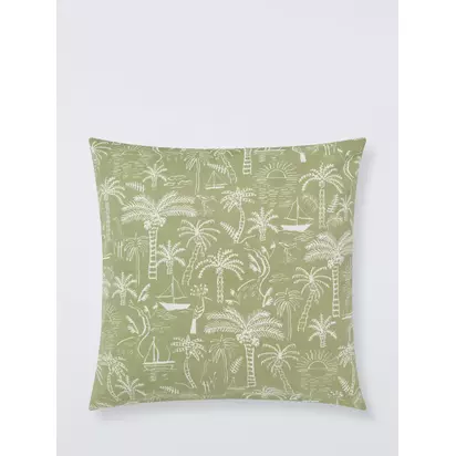 John Lewis Tropical Palms Indoor/Outdoor Cushion, Pistachio Pistachio | 50 x 50cm