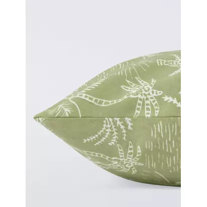 John Lewis Tropical Palms Indoor/Outdoor Cushion, Pistachio Pistachio | 50 x 50cm