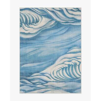 Waves Soft Blue Outdoor Rug by Gracie - 150 x 215 cm - Rug + Pad System