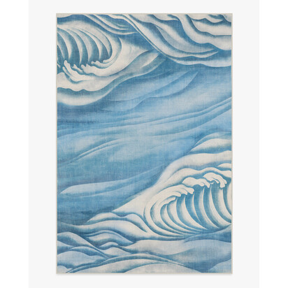 Waves Soft Blue Outdoor Rug by Gracie - 185 x 275 cm - Rug + Pad System